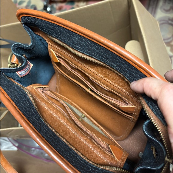 Dooney & Bourke Navy and Tan Leather Satchel